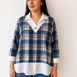 شومیز زنانه و دخترانه یقه سفید چهارخونه
